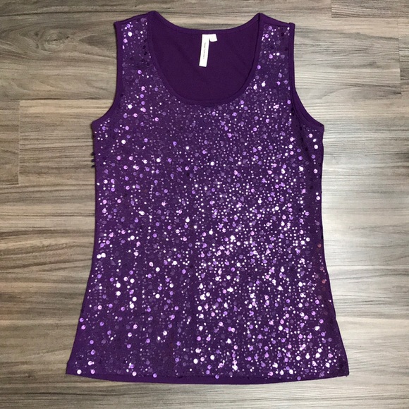 Susan Lawrence Tops - Susan Lawrence purple sequin tank top